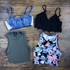 (4) Forever 21, Hollister, and Angl Crop Tops!